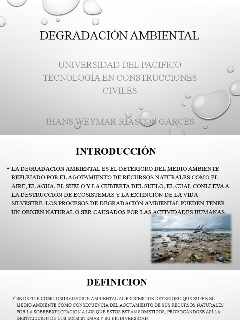 Degradación Ambiental PDF Degradación ambiental Entorno natural