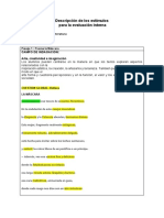 Descripción de Los Estímulos para La Evaluación Interna: Campo de Indagación: Arte, Creatividad e Imaginación