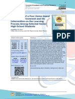 The Impact of A Poor Home-Based Learning Environment and Its Intervention On The Learning Process Among Selected Senior High School Students