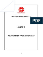 Shougang Hierro Peru production and mineral requirements 2020