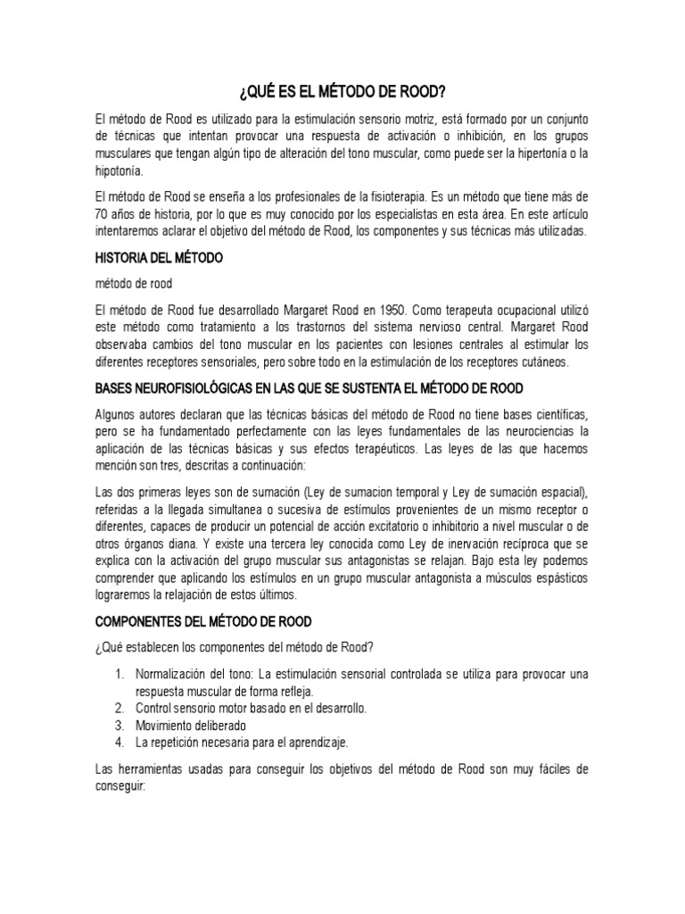 Qué Es El Método de Rood | PDF | Especialidades Medicas | Neurociencia