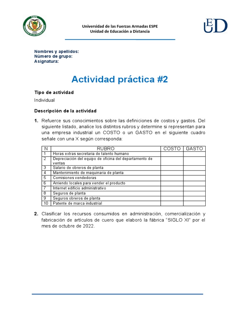 Clasificación de Costos y Gastos Empresariales | PDF | Economias | Business