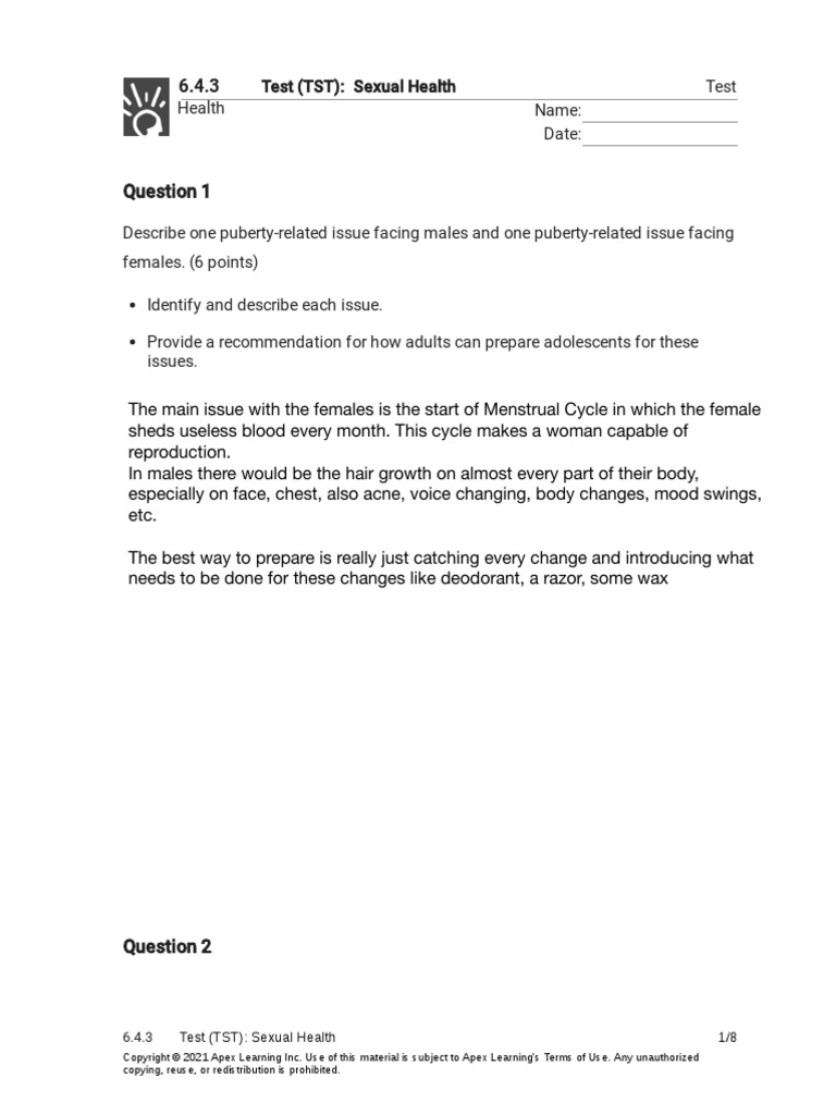 6.4.3 Test (TST) - Sexual Health (Test) | PDF | Luteinizing Hormone ...