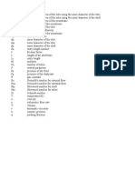 Cross Sectional Areas, Diameters, Lengths and Flow Parameters