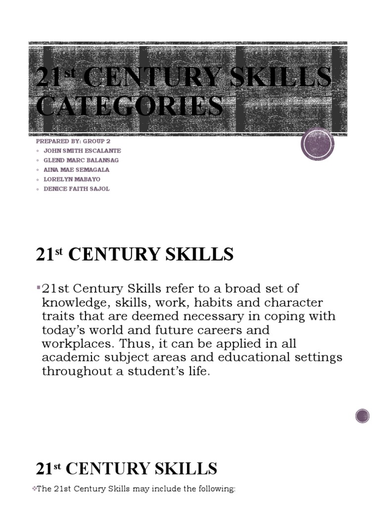 21st Century Skills Categories-Group2final | PDF | Teaching Method ...