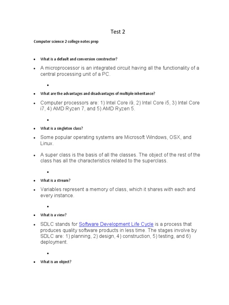 Test 2-ComputerScience2-cpsc2600-notes2 | PDF | Class (Computer ...