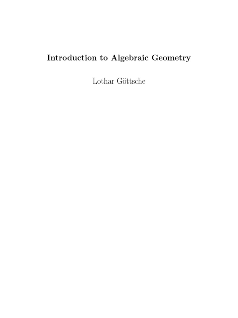 Introduction to Algebraic Geometry | PDF | Algebraic Geometry | Ring ...