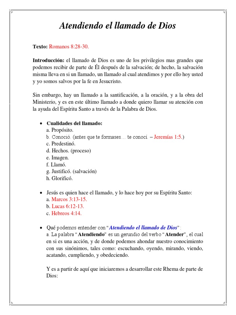 Atendiendo el Llamado de Dios | PDF | Oración | Jesús