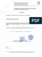 Certificación de Promedio - José Manuel López Ramírez