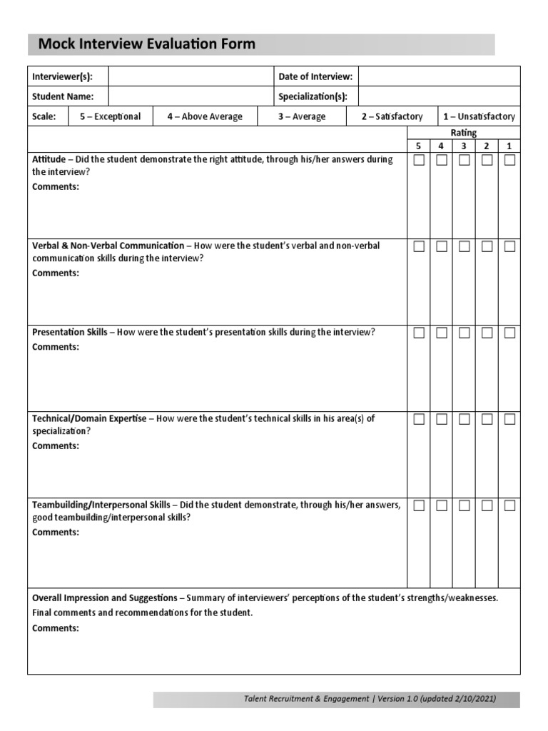 Mock Interview Evaluation Template | PDF | Business