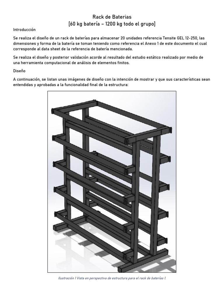 Diseño de Rack para Baterías Tensite | PDF | Perspectiva (Gráfica ...