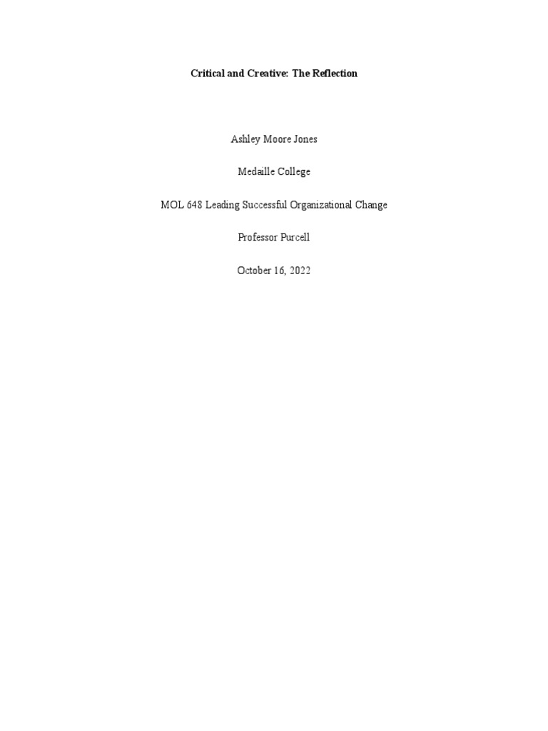 Critical and Creative The Reflection 1 | PDF | Mindset | Leadership