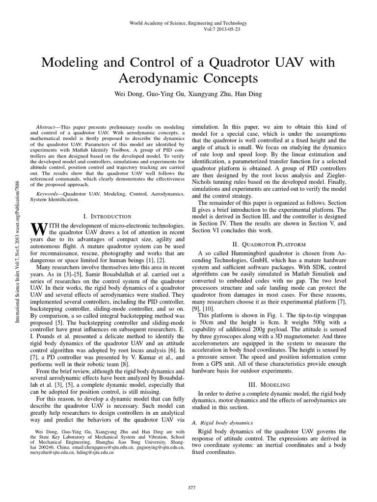 Quadrotor UAV Modeling and Control Techniques | PDF | Attitude Control ...