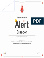 Google Interland Brandon Certificate of Alertness