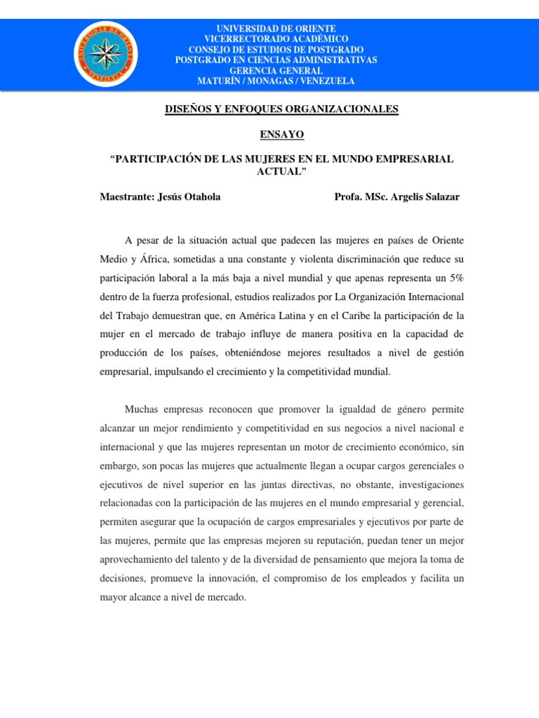 Mujeres en el Liderazgo Empresarial | PDF | Business | Igualdad de género