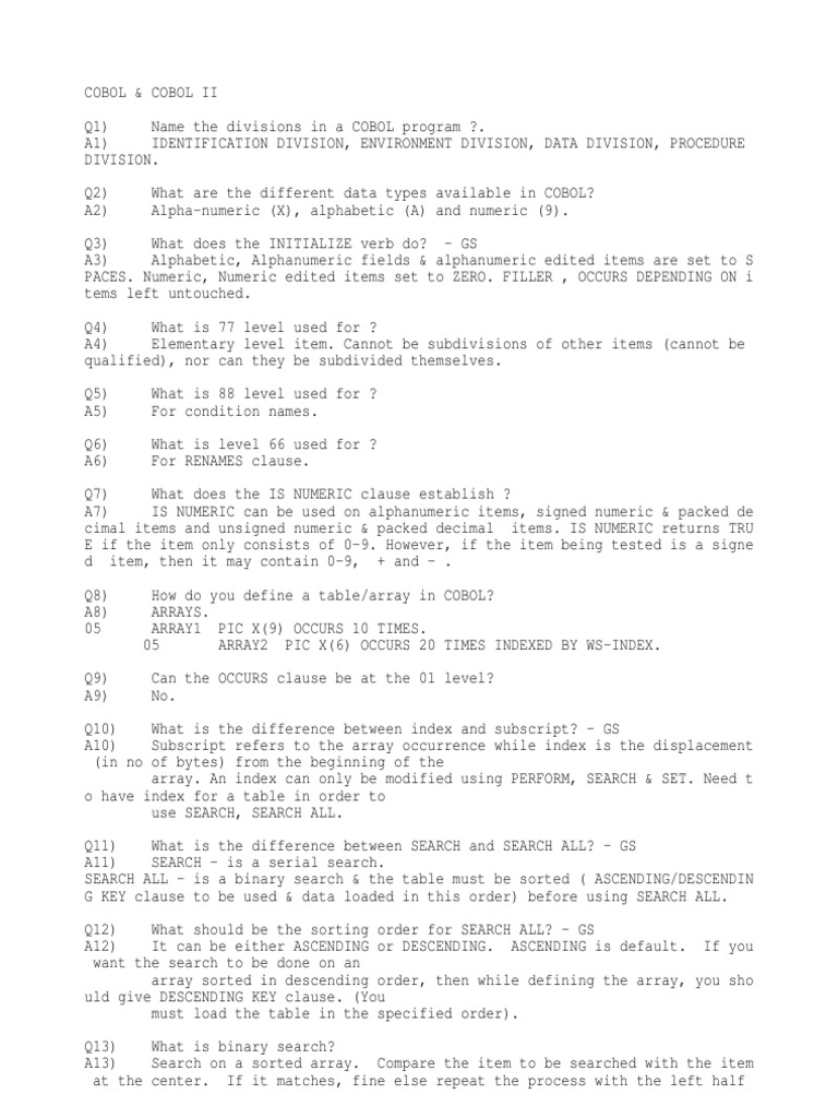 COBOL Programming Concepts Explained | PDF | Byte | String (Computer ...