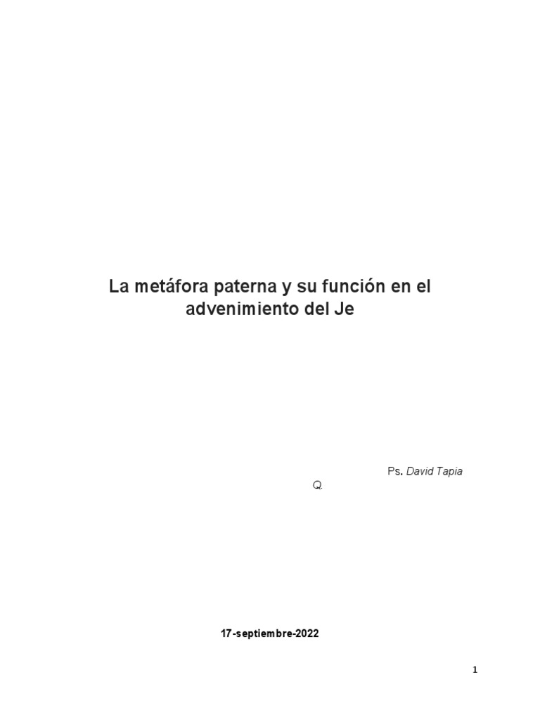 La metáfora paterna en Lacan | PDF | Jacques Lacan | Complejo de Edipo