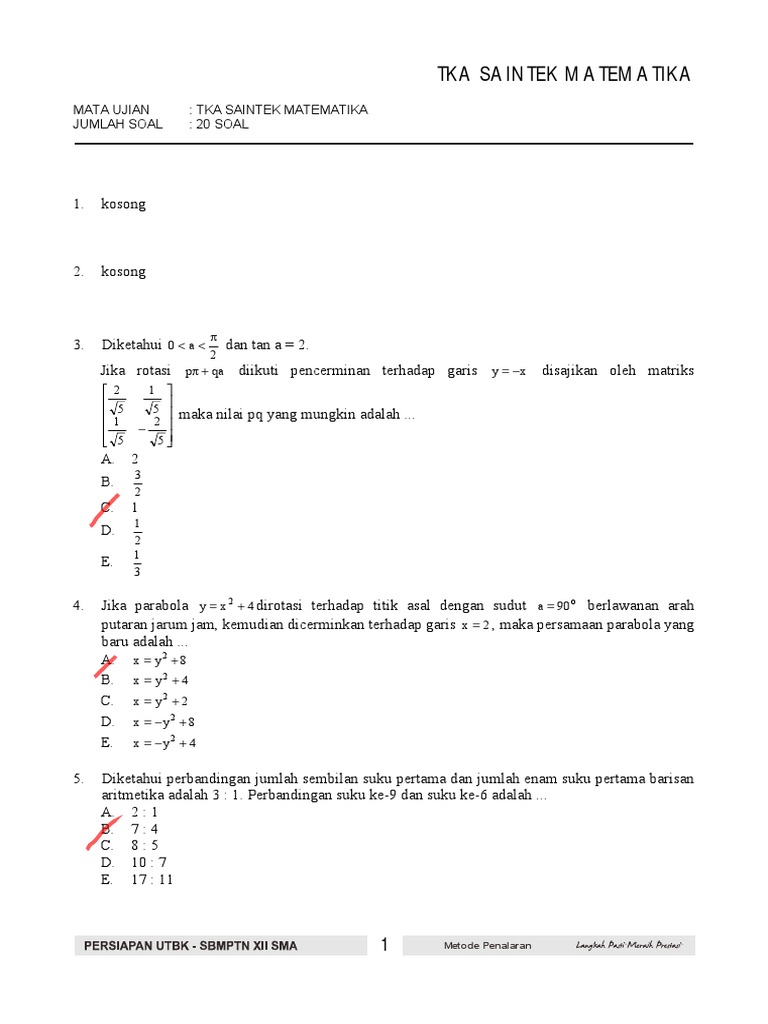 Soal Utbk Matematika 2022 Pdf