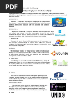 What The Different Operating System Its's Features? (10) : B: EXERCISES: Give What Is Ask in The Following