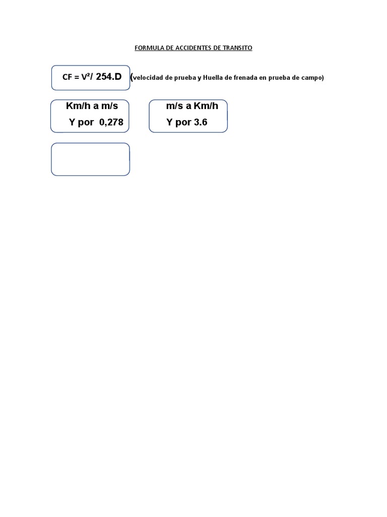 Fórmula para Accidentes de Tránsito | PDF