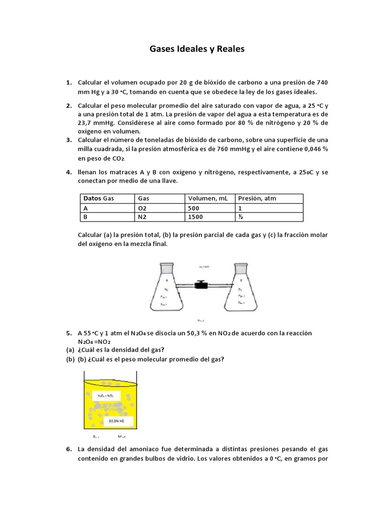 Cálculos de Gases Ideales y Reales | PDF | Gases | Atmósfera
