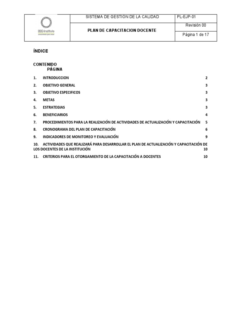 Plan de Capacitación Docente 2019-2023 | PDF | Maestros | Educacion Docente