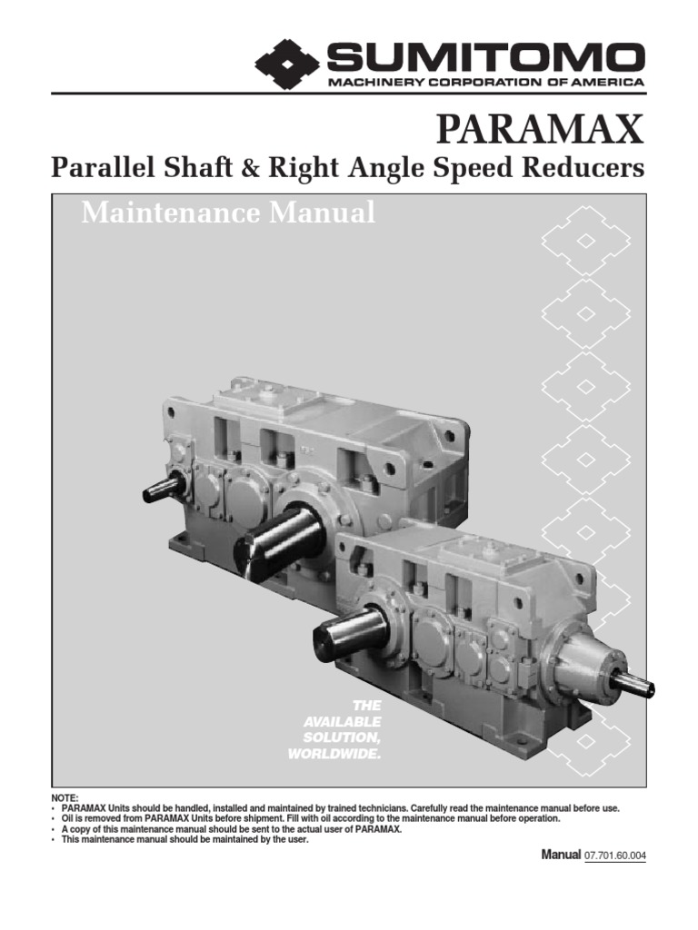 Maintenance Manual Paramax Gear Belt Mechanical 