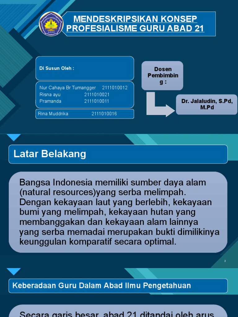 Mendeskripsikan Konsep Profesialisme Guru Abad 21 Pdf