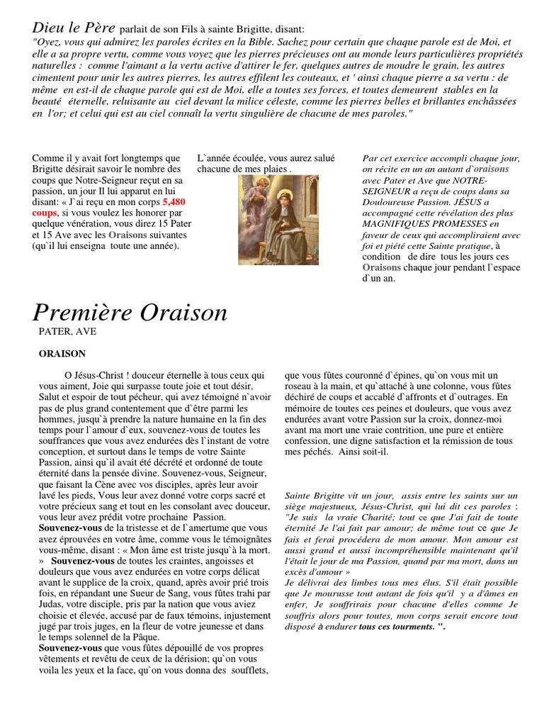 Les 15 Oraisons De Sainte Brigitte Pdf 15 Oraisons Ste B | PDF | Jésus | Eucharistie