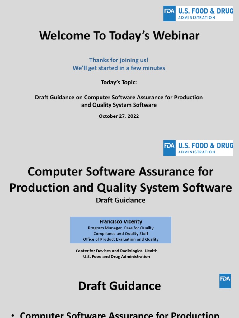 FDA Draft Guidance on Software Assurance | PDF | Quality Management ...