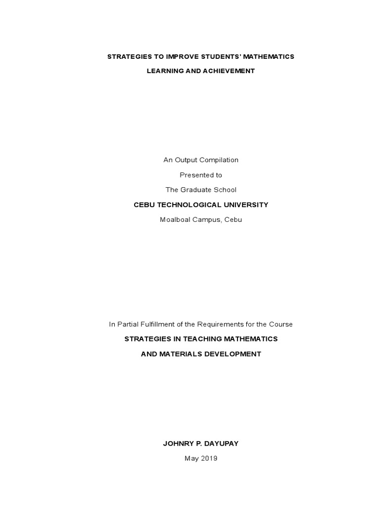 Strategies in Teaching Mathematics Output Template | PDF | Teaching ...