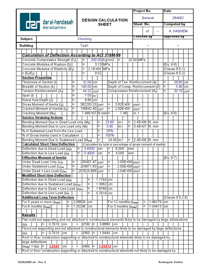 ACI Deflection | PDF | Bending | Young's Modulus