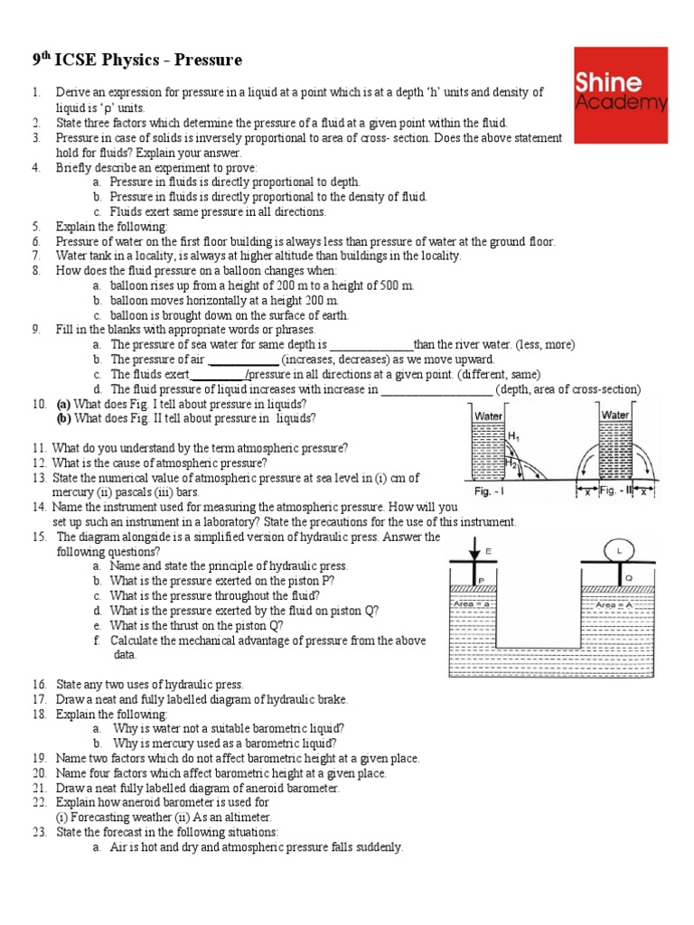 9th Icse Pressure Test Labz Download Free PDF Pressure Pascal