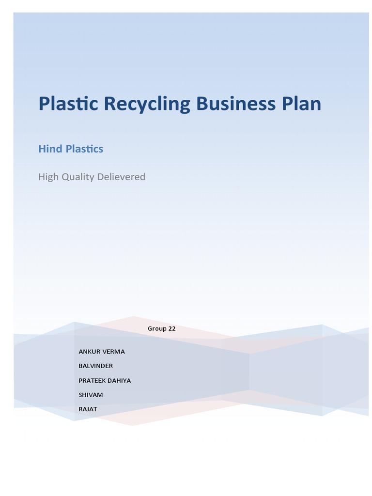plastic waste recycling business plan pdf