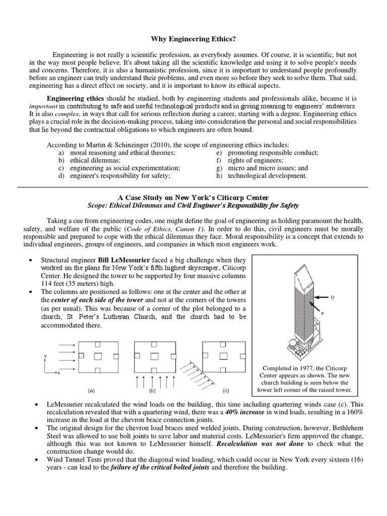 Ethical Dilemmas in Engineering: Citicorp Case | PDF | Engineering ...