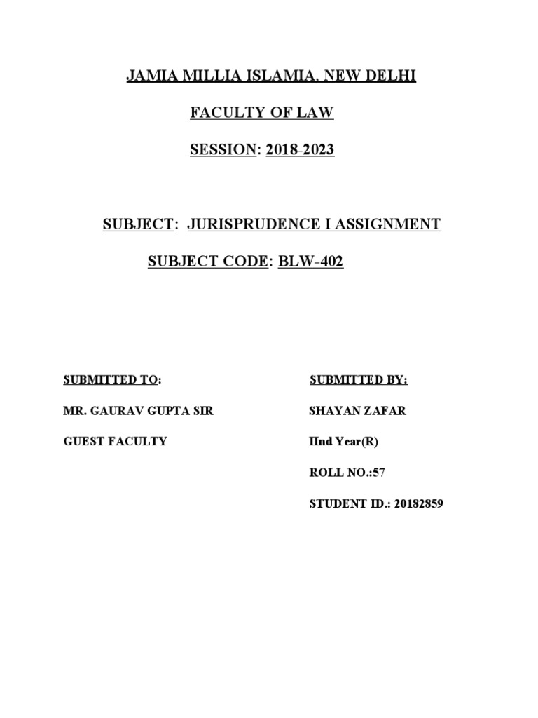 Jurisprudence Answer Pdf Natural Law Jurisprudence