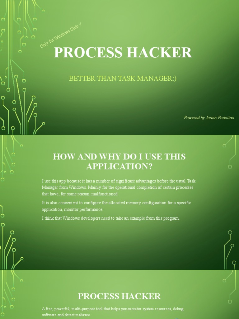 Process hacker pdf windows registry application software