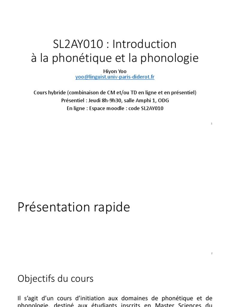 Introduction à la phonétique et phonologie | PDF | Phonétique | la ...