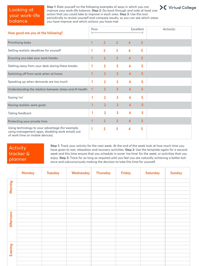 Work-Life Balance Self-Assessment | PDF | Self-Improvement