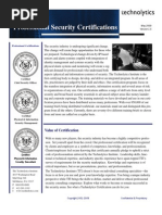 Security Certifications (Technolytics 2009)