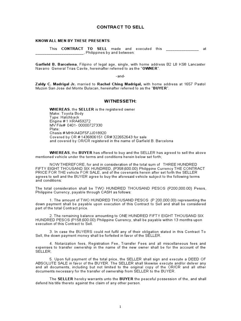 Contract to sell pdf sales deed
