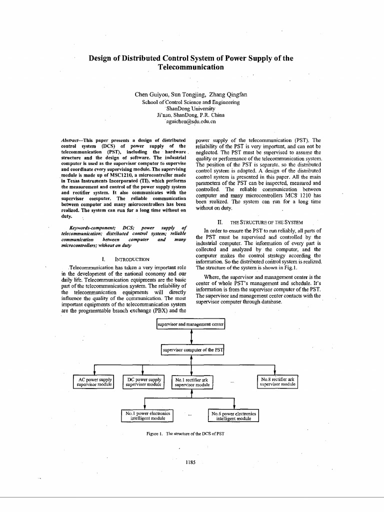 Design Distributed Control System Power Supply of The Telecommunication ...