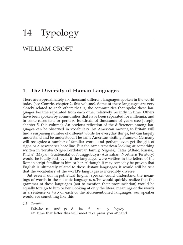Croft 2000 | PDF | Subject (Grammar) | Linguistic Typology