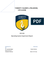 Amity University Madhya Pradesh, Gwalior: CSE-424 Operating System Experiment Report