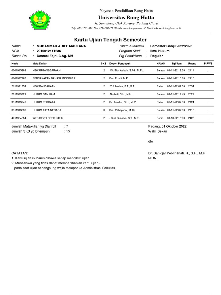 Contoh Jadwal Ujian Pdf