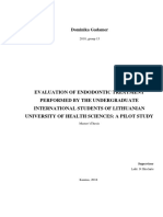 Evaluation of Endodontic Treatment Performed by The Undergraduate International Students of Lithuanian University of Health Sciences: A Pilot Study