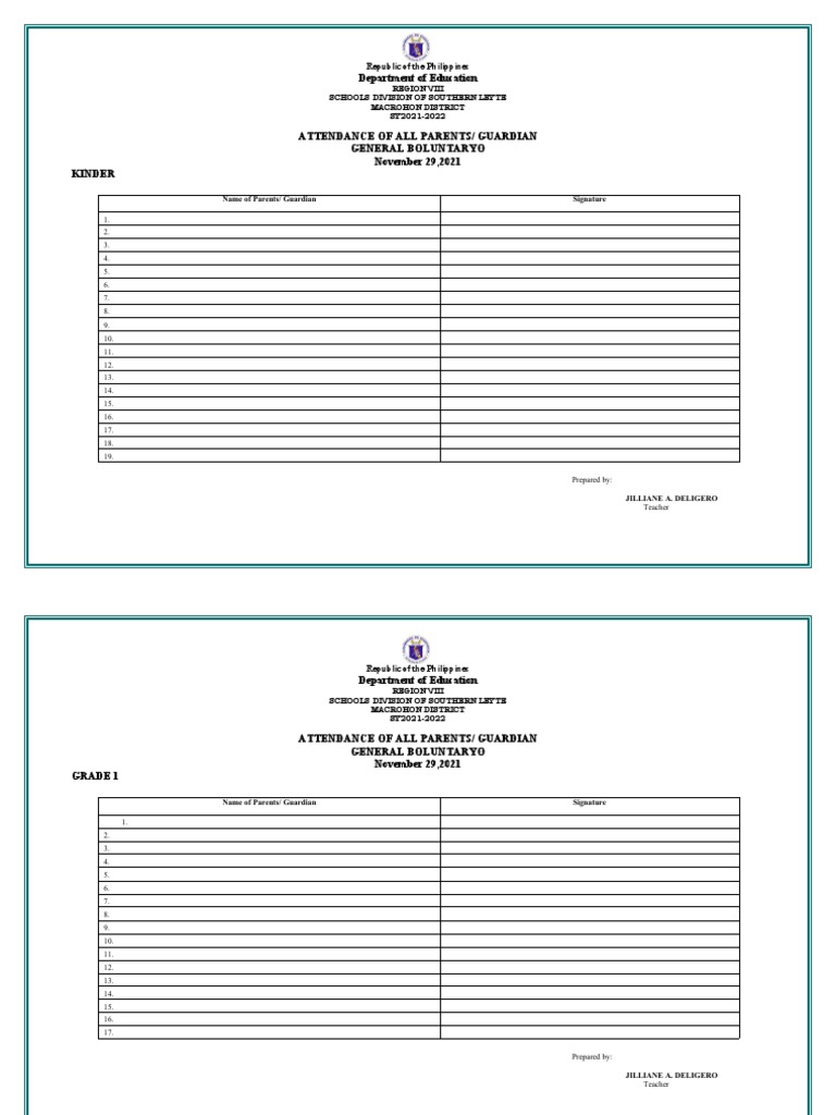 Attendance of All Parents PDF Governance Government Related