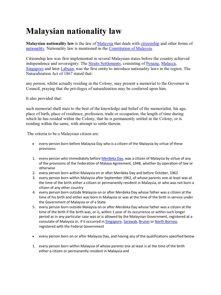 LAW016 Malaysian Nationality Law Cultural Globalization Public Law