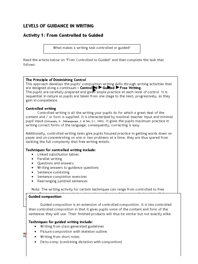 Writing Guidance Levels Explained | PDF | Sentence (Linguistics ...