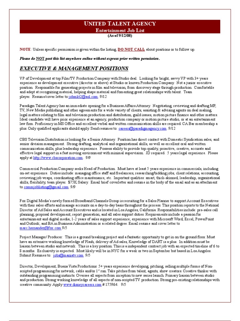 UTA Job List 09120 | PDF | Business